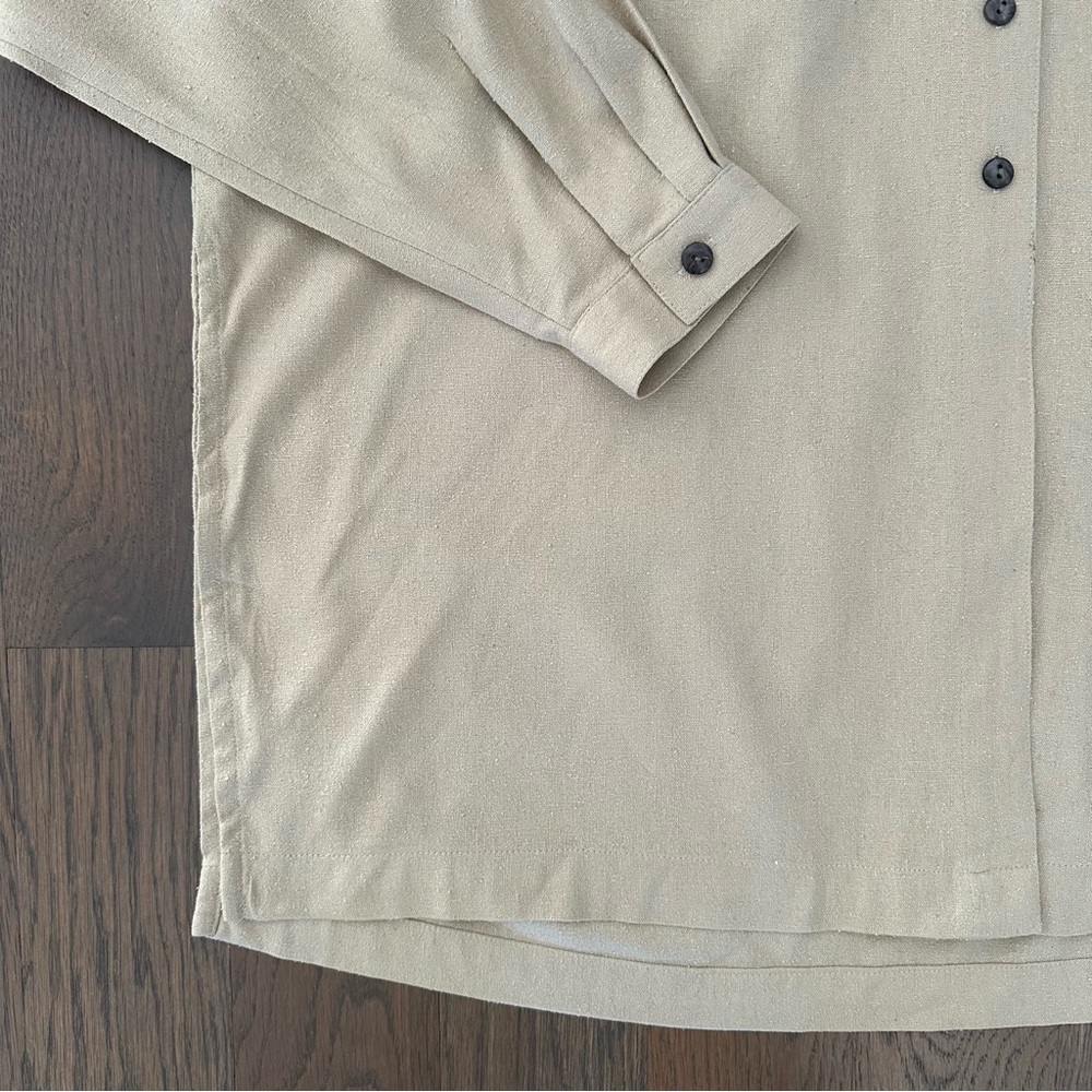 Vintage 100% Raw Silk Stand Collar Tunic Blouse in Golden Beige Tan Medium - Picture 5 of 9